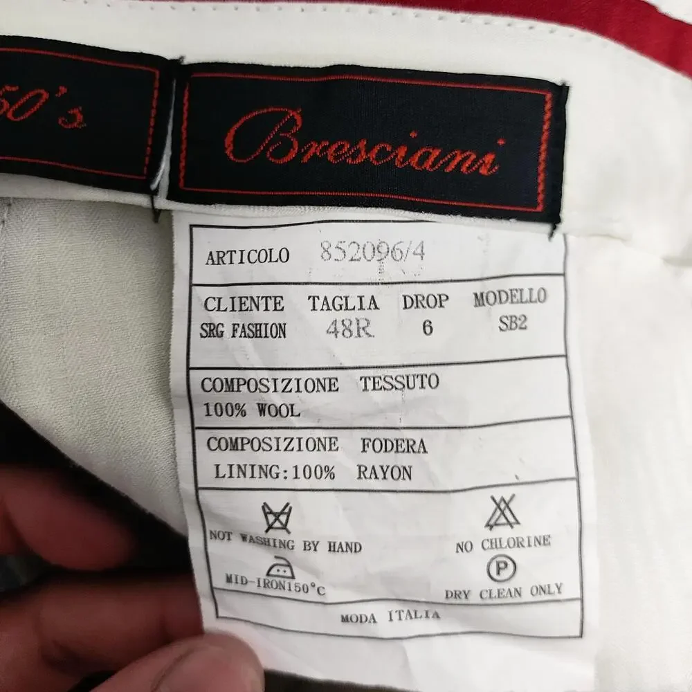 Bresciani Dress Pants Mens 42x29 Beige Wool Super 150's Lined Italy Classic Fit